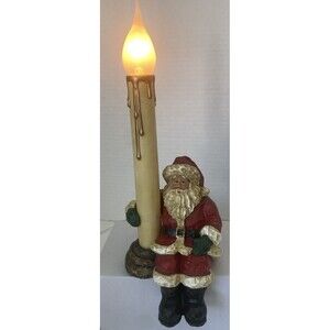 Santa Shelf Sitter Electric Candle light Resin Christmas Box Nostalgia VTG